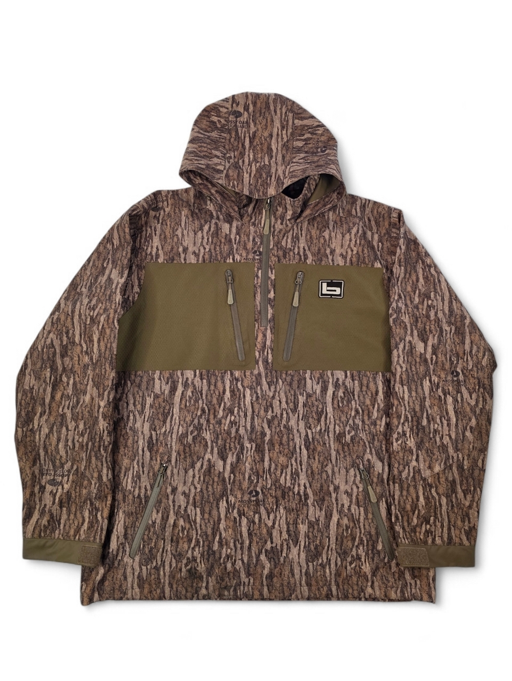 Banded Mossy Oak Bottomland Camo 1/4 Zip Hooded Jacket Mens XL Hunting